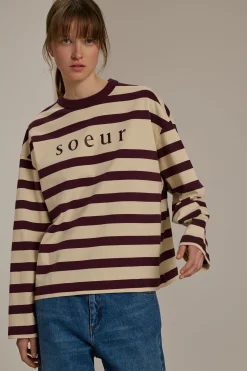 New Soeur tee-shirt archie écru/prune