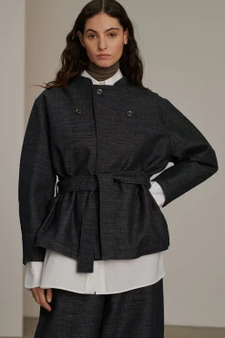 Online Soeur veste bruges bleunuitchiné